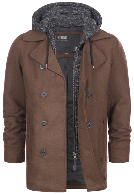 Indicode Men's Cliff short coat made from a high-quality wool blend with a stand-up collar