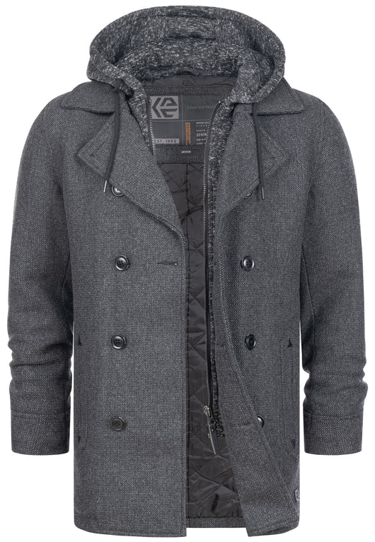 Indicode Men's Cliff short coat made from a high-quality wool blend with a stand-up collar