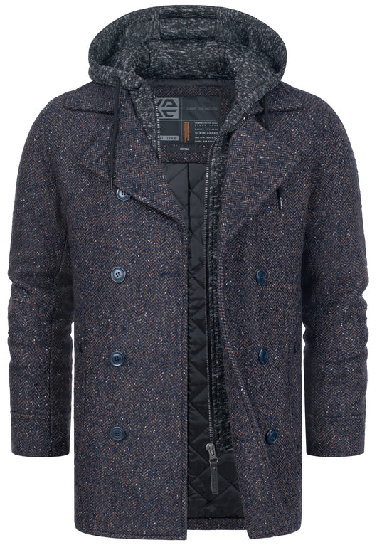 Indicode Men's Cliff short coat made from a high-quality wool blend with a stand-up collar