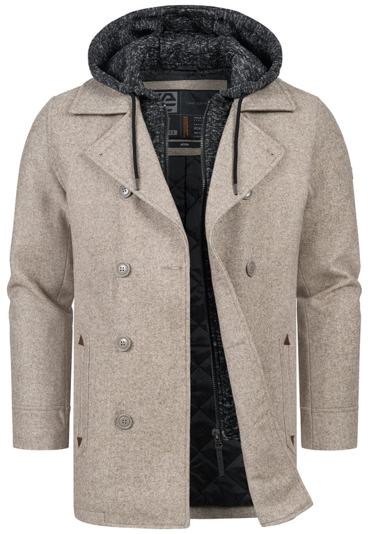 Indicode Men's Cliff short coat made from a high-quality wool blend with a stand-up collar