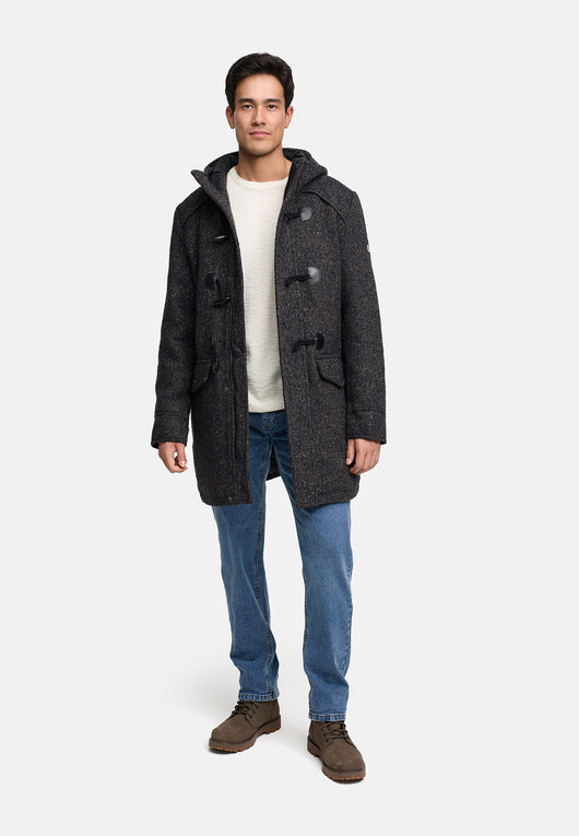 Indicode Men's Liam Duffle Coat with stand-up collar and hood