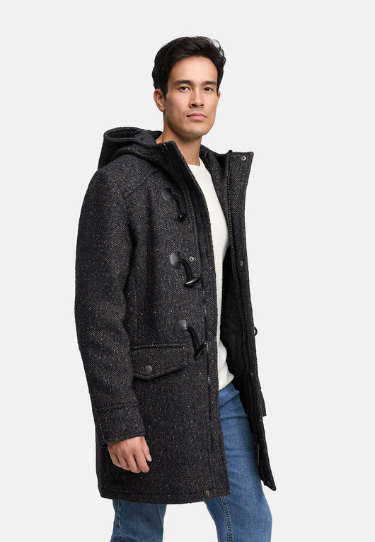 Indicode Men's Liam Duffle Coat with stand-up collar and hood