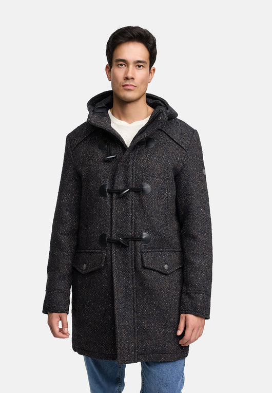 Indicode Men's Liam Duffle Coat with stand-up collar and hood