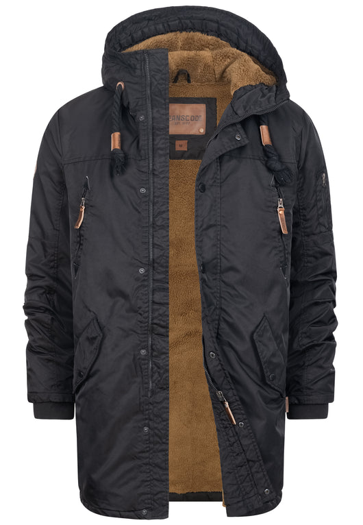 Indicode Men's Bardsley Parka with lined hood (teddy lining) & 6 pockets