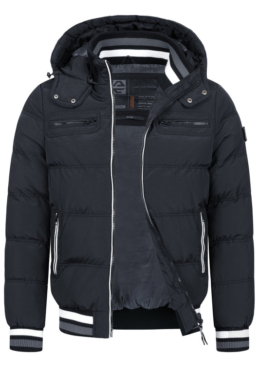Indicode men's Marlon quilted jacket in down jacket look with detachable hood