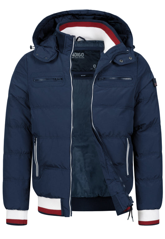 Indicode men's Marlon quilted jacket in down jacket look with detachable hood