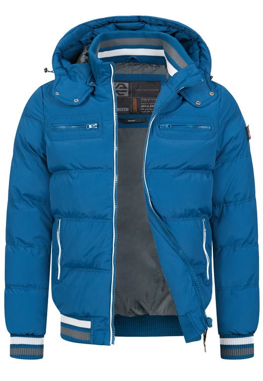 Indicode men's Marlon quilted jacket in down jacket look with detachable hood