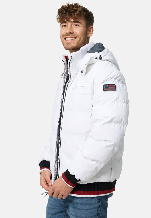 Indicode men's Marlon quilted jacket in down jacket look with detachable hood
