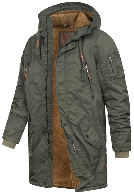 Indicode Men's Bardsley Parka with lined hood (teddy lining) & 6 pockets