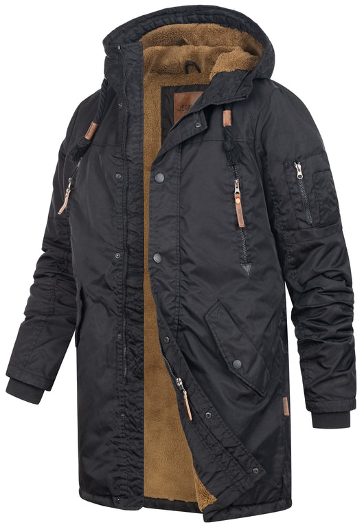 Indicode Men's Bardsley Parka with lined hood (teddy lining) & 6 pockets