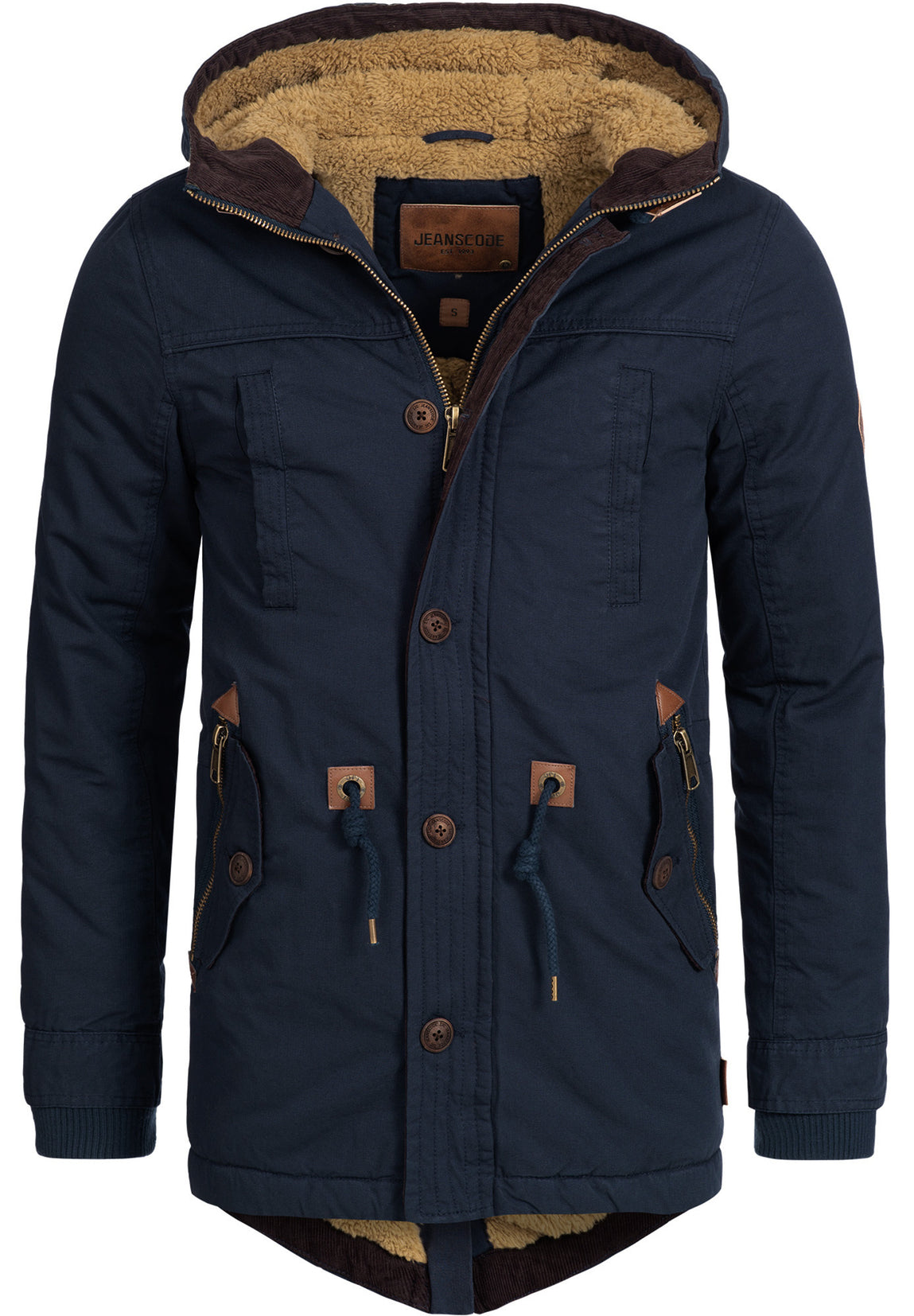 Indicode Heren Dudley Winter Jacket | Winterjack met capuchon van katoen Camel S