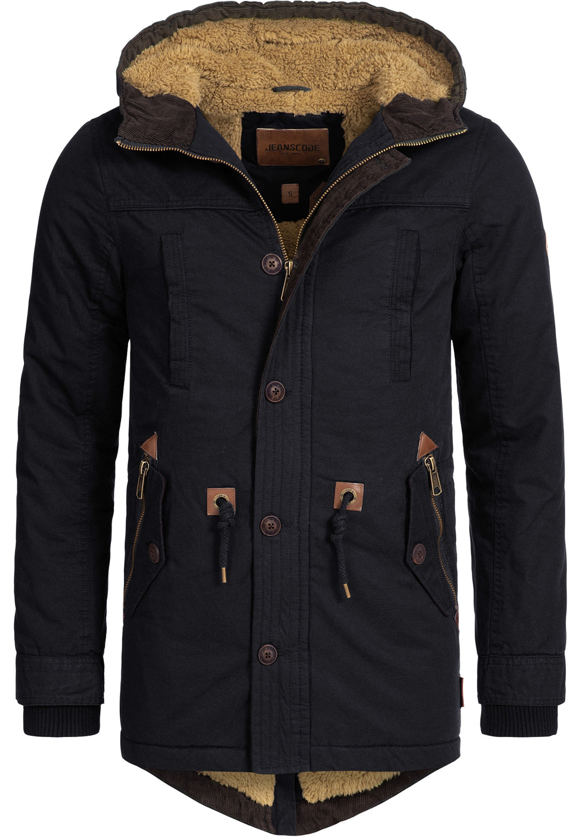 Indicode Heren Krem Winter Jacket | Winterjas met capuchon Army S Indicode Heren Krem Winter Jacket | Winterjas met capuchon Army S