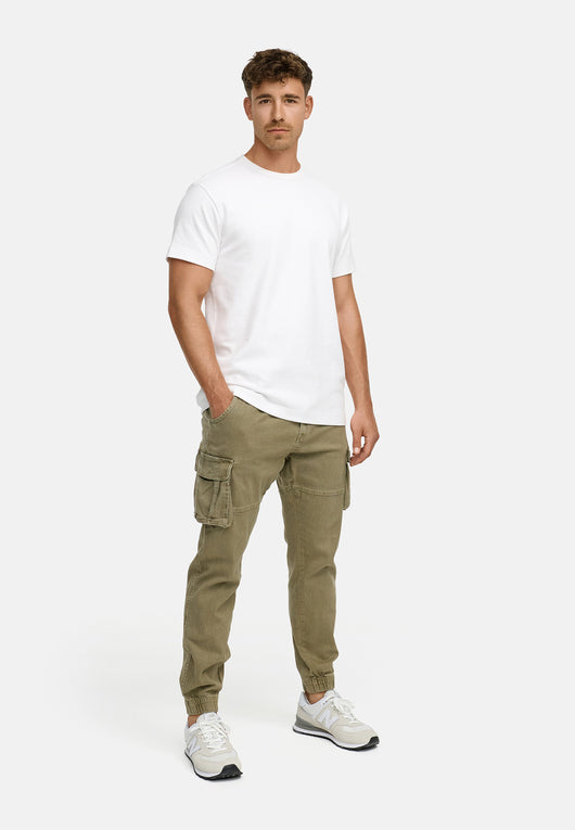 Indicode men's Kerr cargo pants made of 98% cotton incl. belt