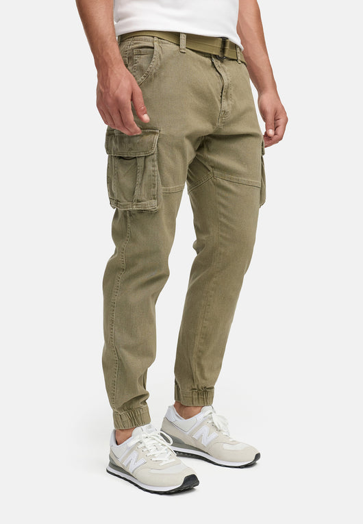Indicode men's Kerr cargo pants made of 98% cotton incl. belt