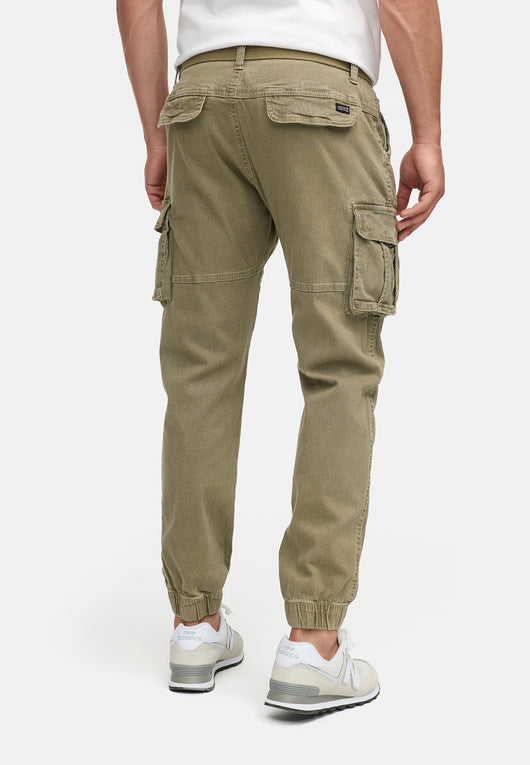 Indicode men's Kerr cargo pants made of 98% cotton incl. belt
