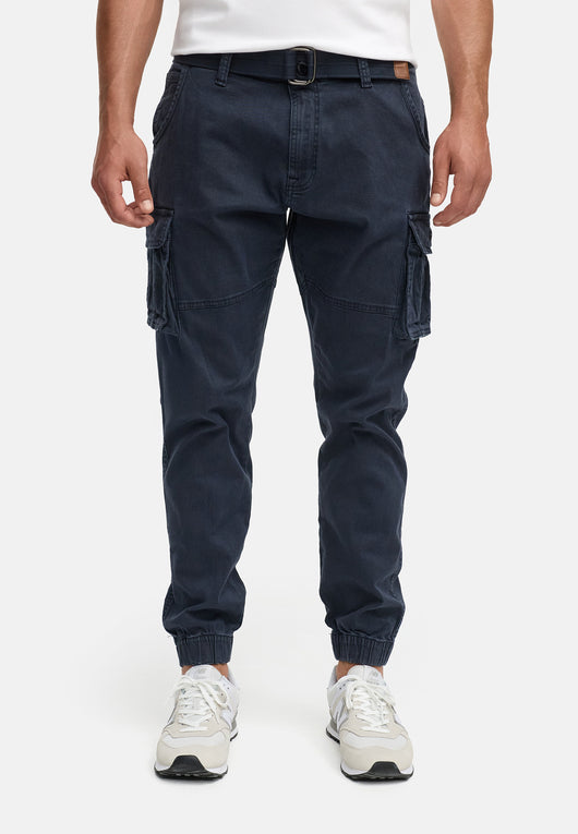 Indicode men's Kerr cargo pants made of 98% cotton incl. belt