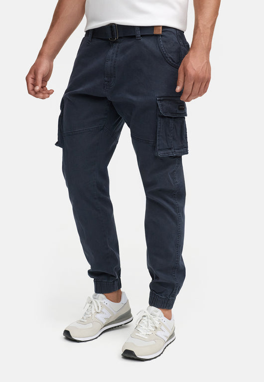 Indicode men's Kerr cargo pants made of 98% cotton incl. belt