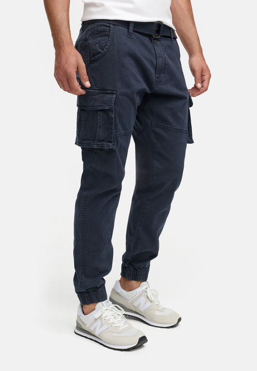 Indicode men's Kerr cargo pants made of 98% cotton incl. belt