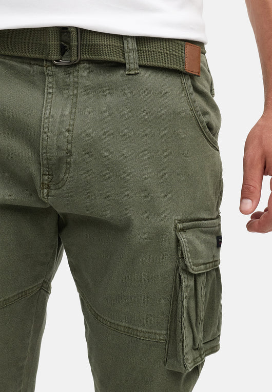 Indicode men's Kerr cargo pants made of 98% cotton incl. belt