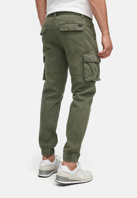 Indicode men's Kerr cargo pants made of 98% cotton incl. belt