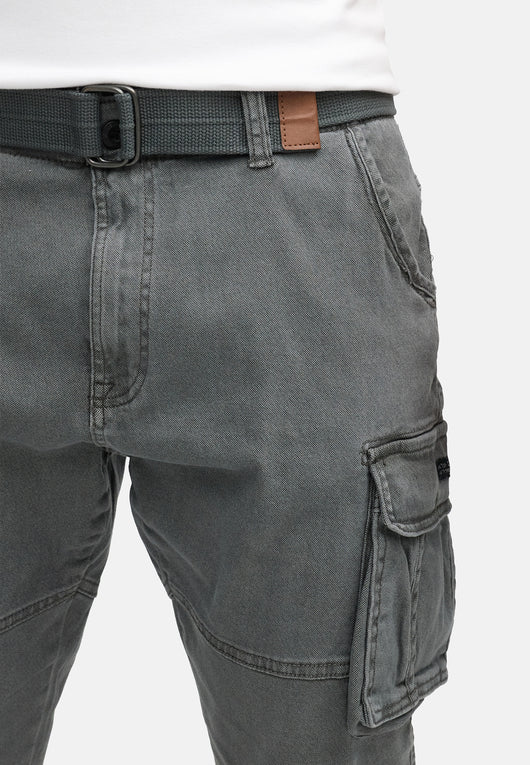 Indicode men's Kerr cargo pants made of 98% cotton incl. belt