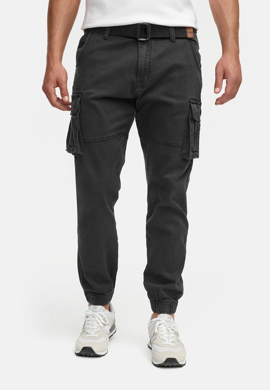 Indicode men's Kerr cargo pants made of 98% cotton incl. belt