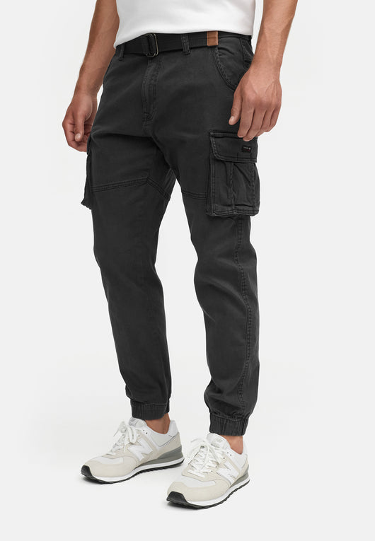Indicode men's Kerr cargo pants made of 98% cotton incl. belt