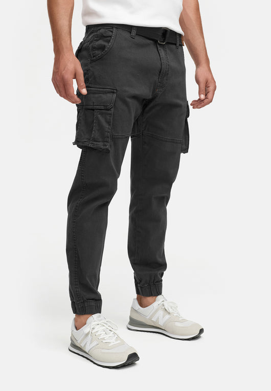 Indicode men's Kerr cargo pants made of 98% cotton incl. belt