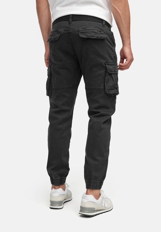 Indicode men's Kerr cargo pants made of 98% cotton incl. belt