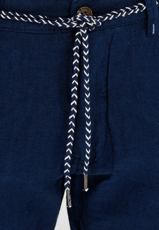 Indicode Men's Sant Cugat Shorts with cord belt and 5 pockets made of 55% cotton & 45% linen