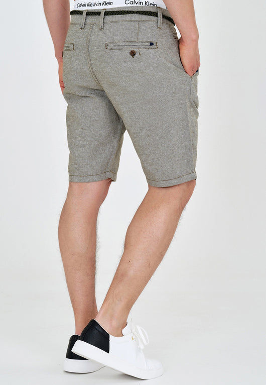 Indicode Men's Sant Cugat Shorts with cord belt and 5 pockets made of 55% cotton & 45% linen