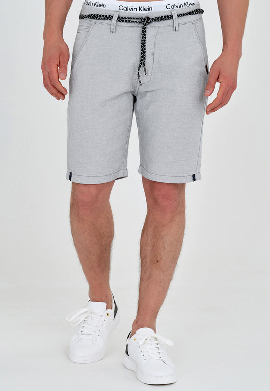 Indicode Men's Sant Cugat Shorts with cord belt and 5 pockets made of 55% cotton & 45% linen