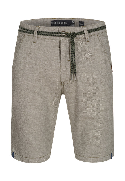 Indicode Men's Sant Cugat Shorts with cord belt and 5 pockets made of 55% cotton & 45% linen