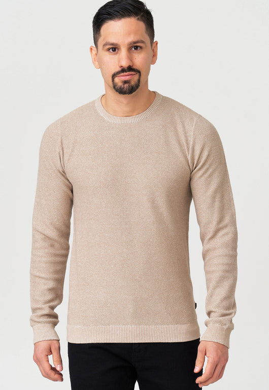 Jeff Men's Crespo fine knit sweater with ribbed cuffs and round neck made of 100% cotton