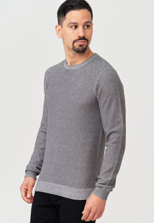 Jeff Men's Crespo fine knit sweater with ribbed cuffs and round neck made of 100% cotton