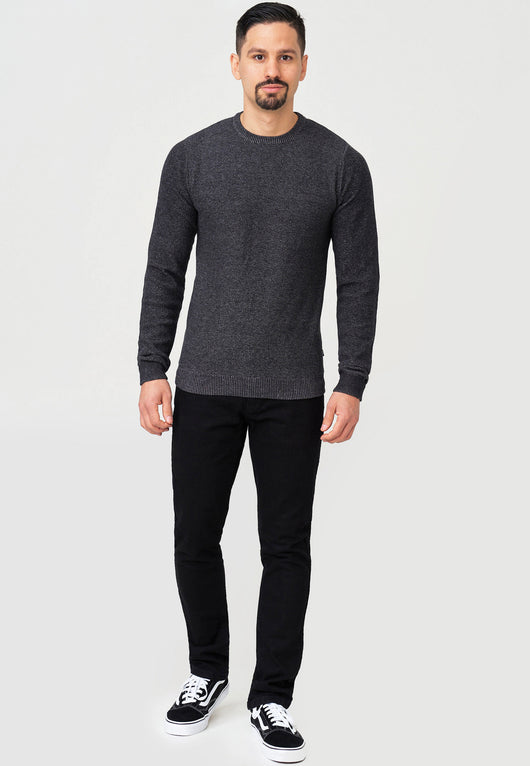 Jeff Men's Crespo fine knit sweater with ribbed cuffs and round neck made of 100% cotton