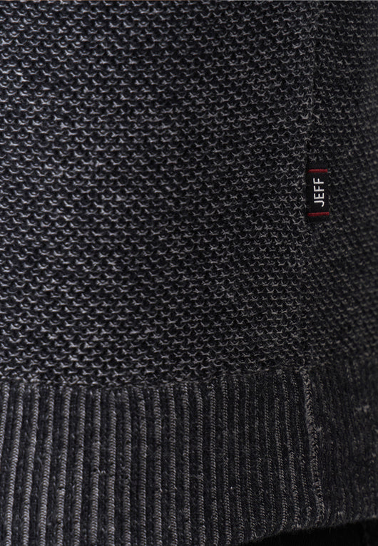 Jeff Men's Crespo fine knit sweater with ribbed cuffs and round neck made of 100% cotton