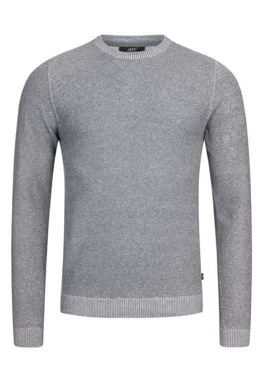 Jeff Men's Crespo fine knit sweater with ribbed cuffs and round neck made of 100% cotton