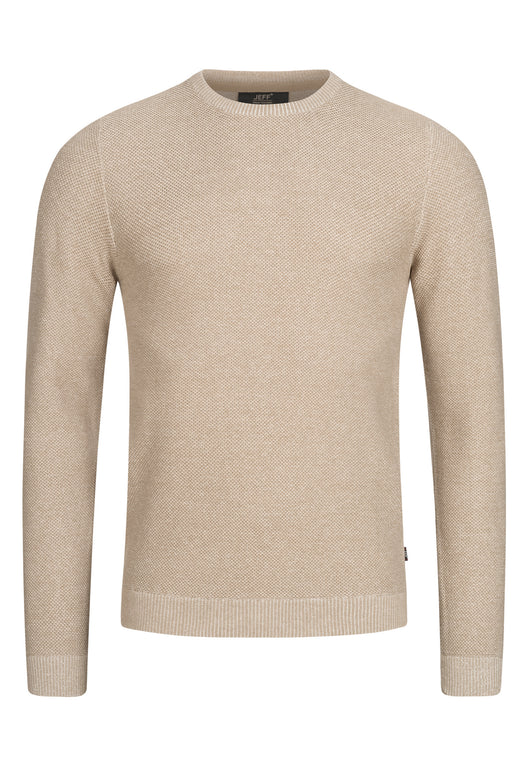 Jeff Men's Crespo fine knit sweater with ribbed cuffs and round neck made of 100% cotton
