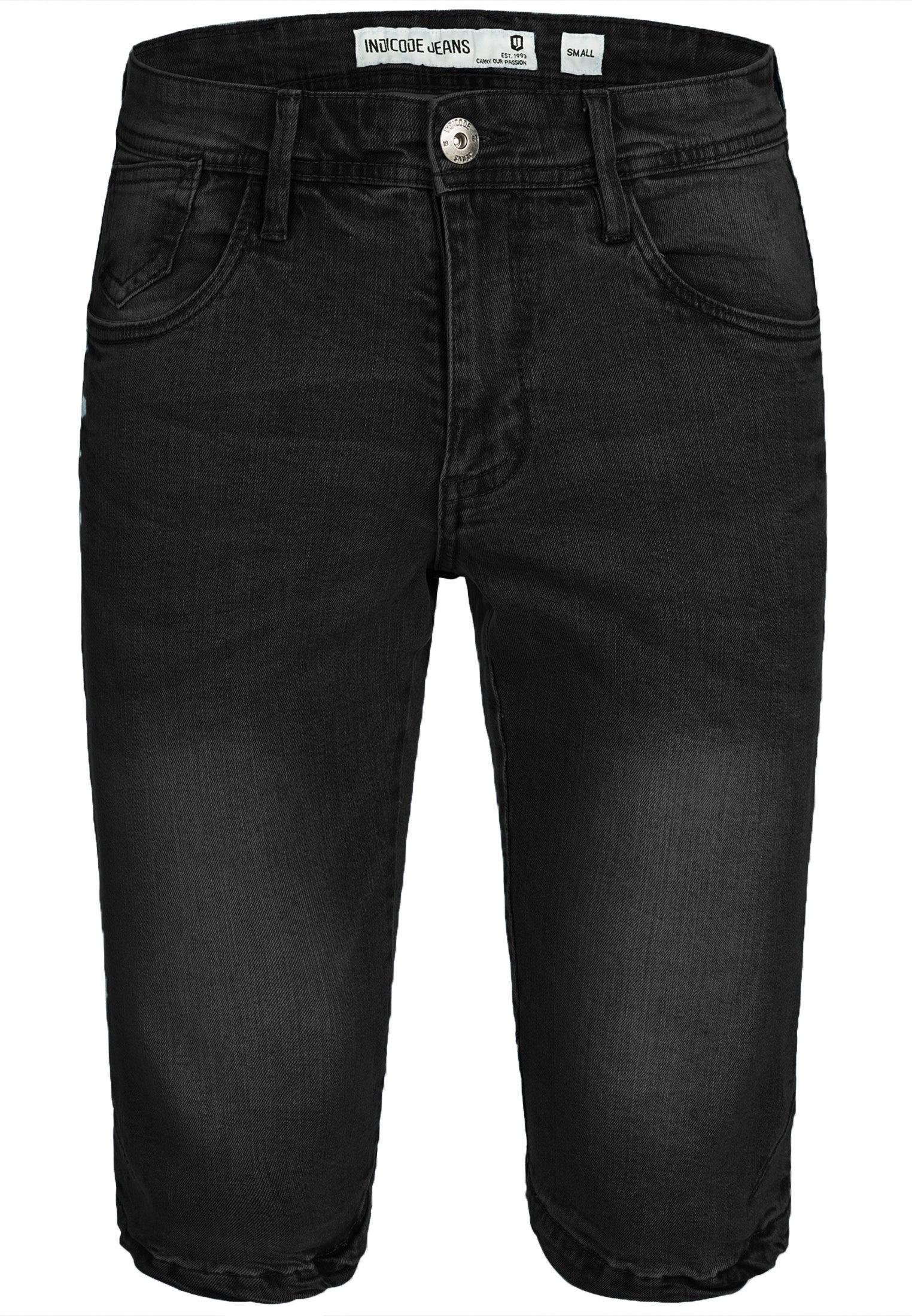 Black jean shorts knee length online