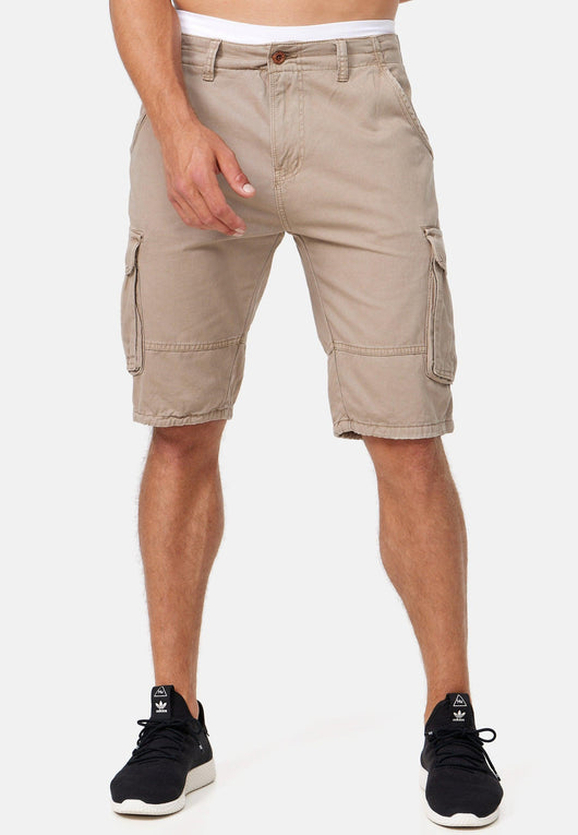 Indicode Herren Monroe Cargo ZA Shorts mit 6 Taschen inkl. Gürtel aus 100% Baumwolle - INDICODE