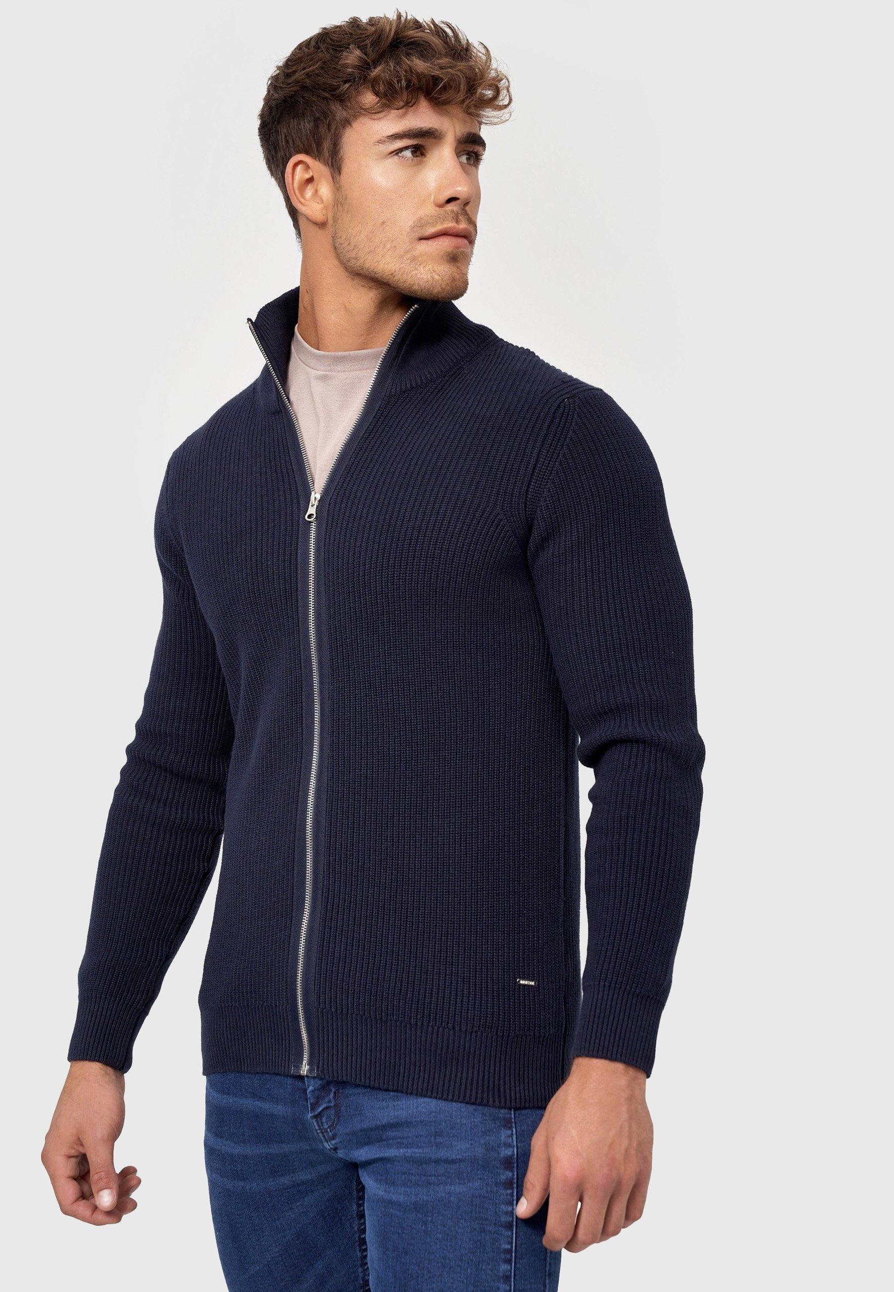 Cardigan Uomo Indicode Badi – Collo Alto, Cerniera Nascosta, Cotone Di Qualità, Vestibilità Regolare, Prodotto Sostenibile