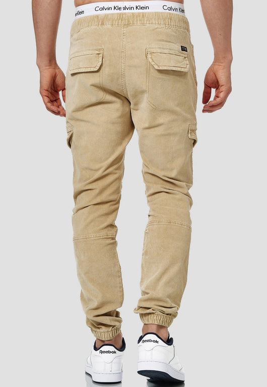 Indicode Herren Walker Cargohose aus 98% Baumwolle (Cord-Stretch)