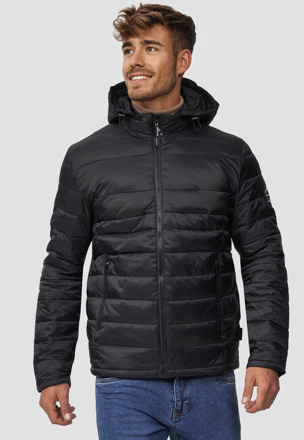 Indicode men's Hampshire quilted jacket in down jacket look with detachable hood
