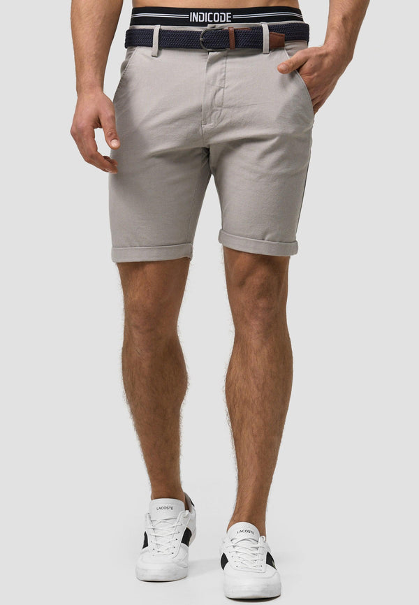 Indicode Herren Bryant Chino Shorts mit 4 Taschen inkl. Gürtel aus 98% Baumwolle