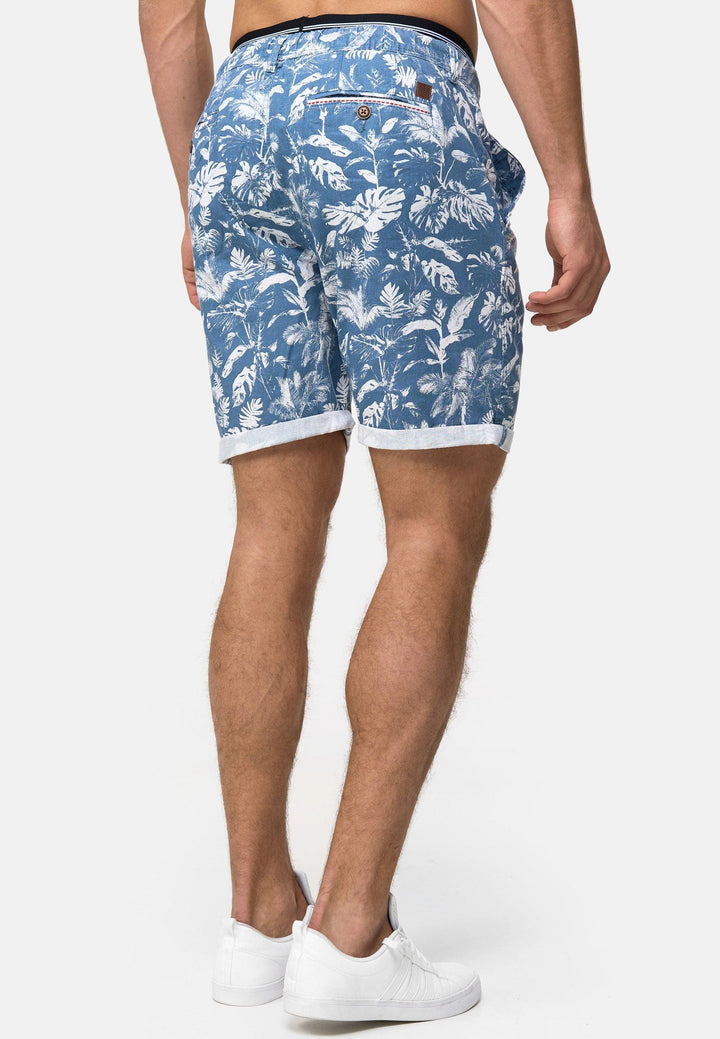 Indicode Herren Brayan Chino Shorts mit 4 Taschen und Allover-Print aus 55% Leinen - INDICODE