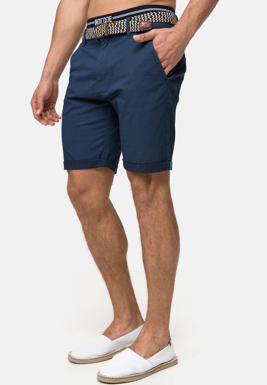Indicode Herren Baltin Chino Shorts mit 5 Taschen inkl. Gürtel aus 97% Baumwolle - INDICODE