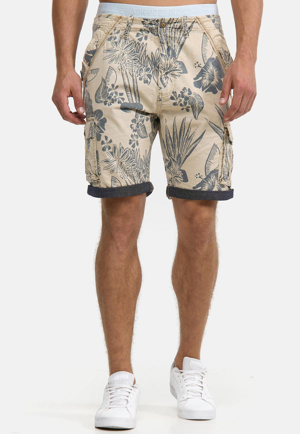 Indicode Herren Albert Cargo Shorts Hawaii mit 6 Taschen aus 100% Baumwolle