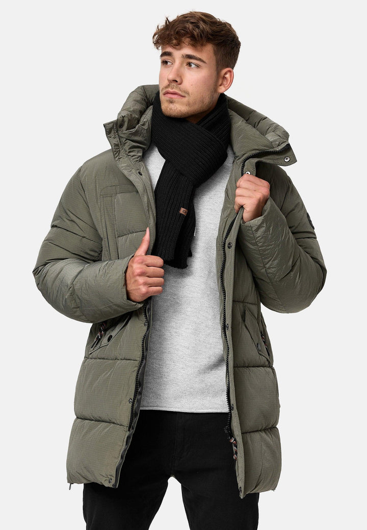 Indicode Herren Kasper Herrenparka mit Kapuze in Daunenjacken-Optik - INDICODE