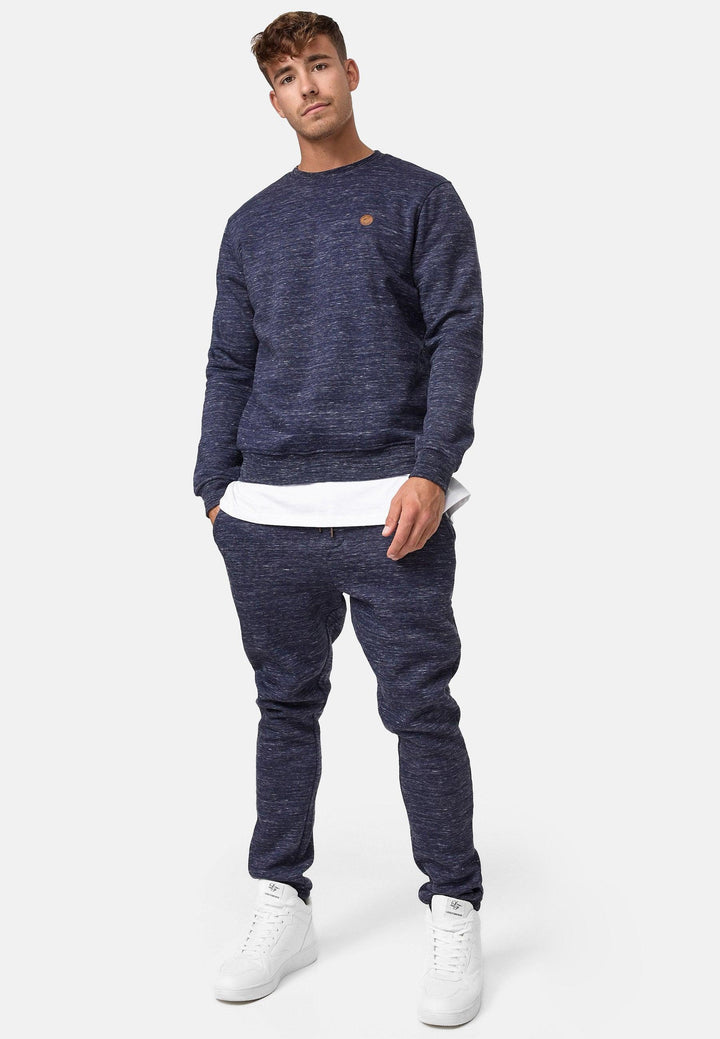 Indicode Herren Luk Sweatshirt mit Rundhalsausschnitt meliert - INDICODE